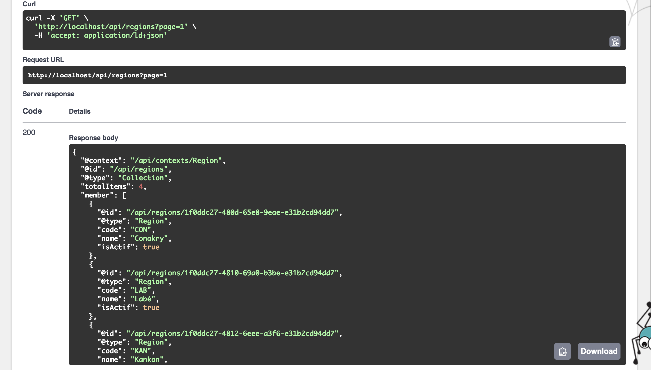 Résultat GET Collection