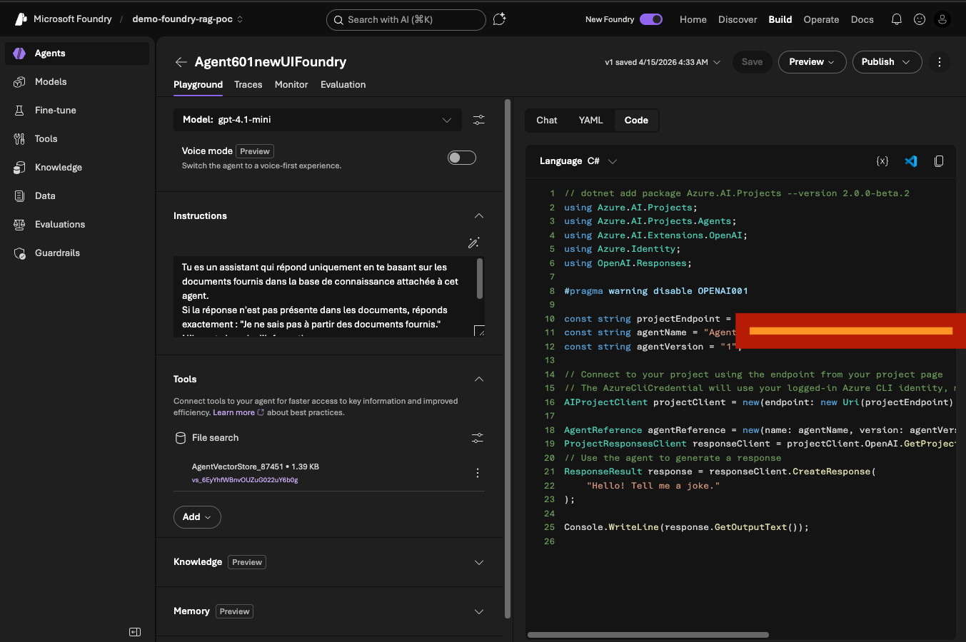 Exemples de code fournis dans l'onglet View code de Foundry