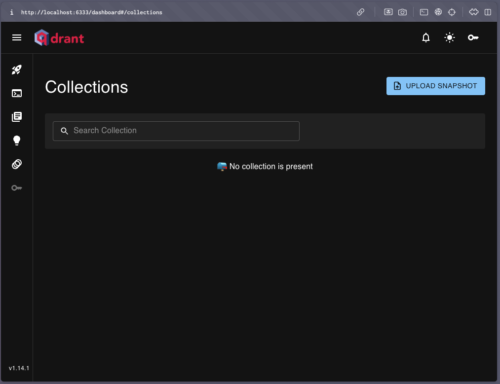 Dashboard Qdrant vide au premier démarrage